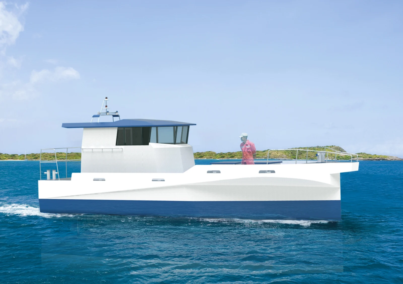 Visual desain kapal ikan 10 GT dari katalog Juragan Kapal
