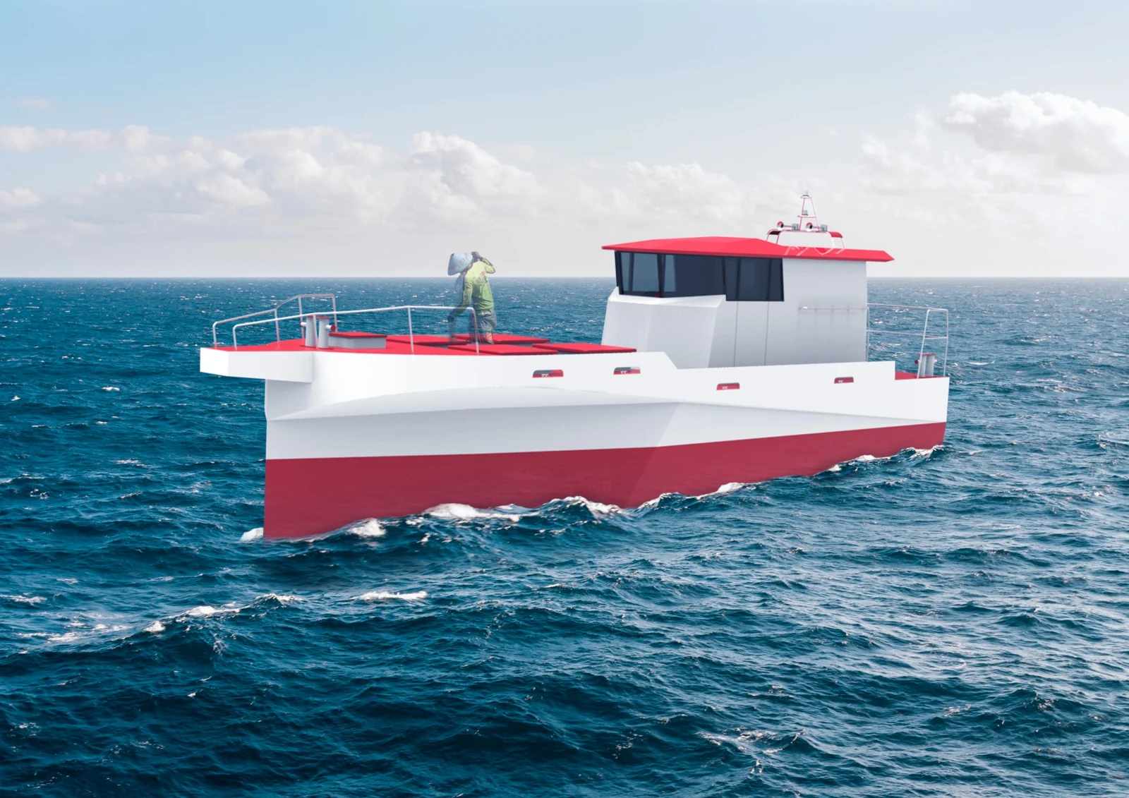 Visual desain kapal ikan 20 GT dari katalog Juragan Kapal